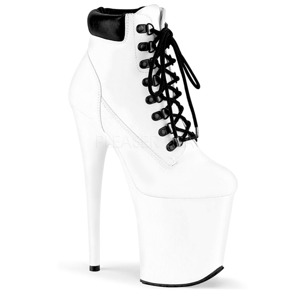 ISO Pleaser FLAM-800TL-02 White Nubuck 8” boots booties